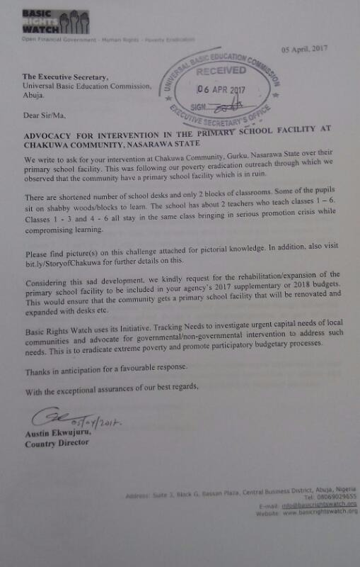 BRWorg's tweet photo. On 5 April 2017, the #TrackingNeeds team of @BRWOrg sent advocacy letters to all concerned governmental personnel and organizations for them to intervene in #TheStoryofChakuwa. All @NGRSenate &amp; @HouseNGR members representing #Nasarawa were notified in the letters incl. the govnr https://t.co/5ZYR63wWYz