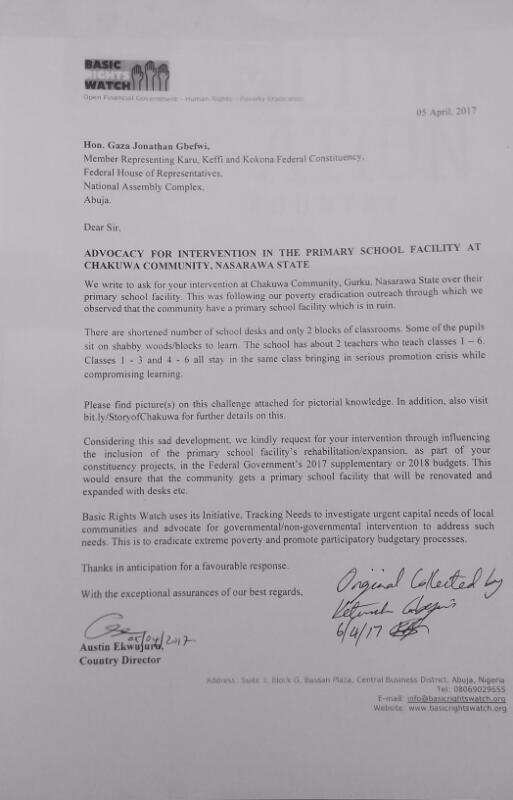 BRWorg's tweet photo. On 5 April 2017, the #TrackingNeeds team of @BRWOrg sent advocacy letters to all concerned governmental personnel and organizations for them to intervene in #TheStoryofChakuwa. All @NGRSenate &amp; @HouseNGR members representing #Nasarawa were notified in the letters incl. the govnr https://t.co/5ZYR63wWYz