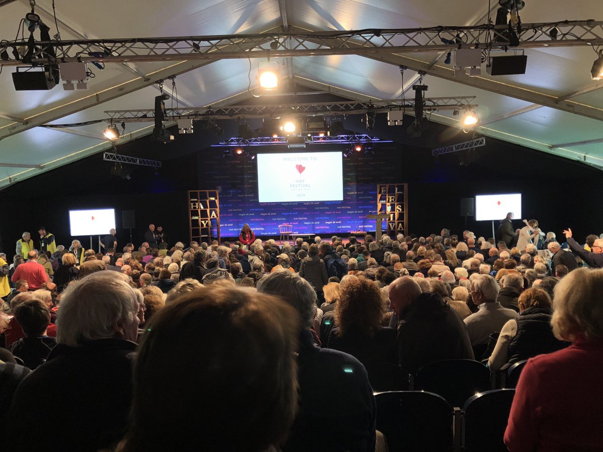 AberUni's tweet image. Full house @hayfestival Wales Stage this afternoon for a lecture on different approaches to the rule of law by our Chancellor and former Chief Justice for England and Wales, Lord Thomas of Cwmgïedd #Interpol100 @AberLawCrim