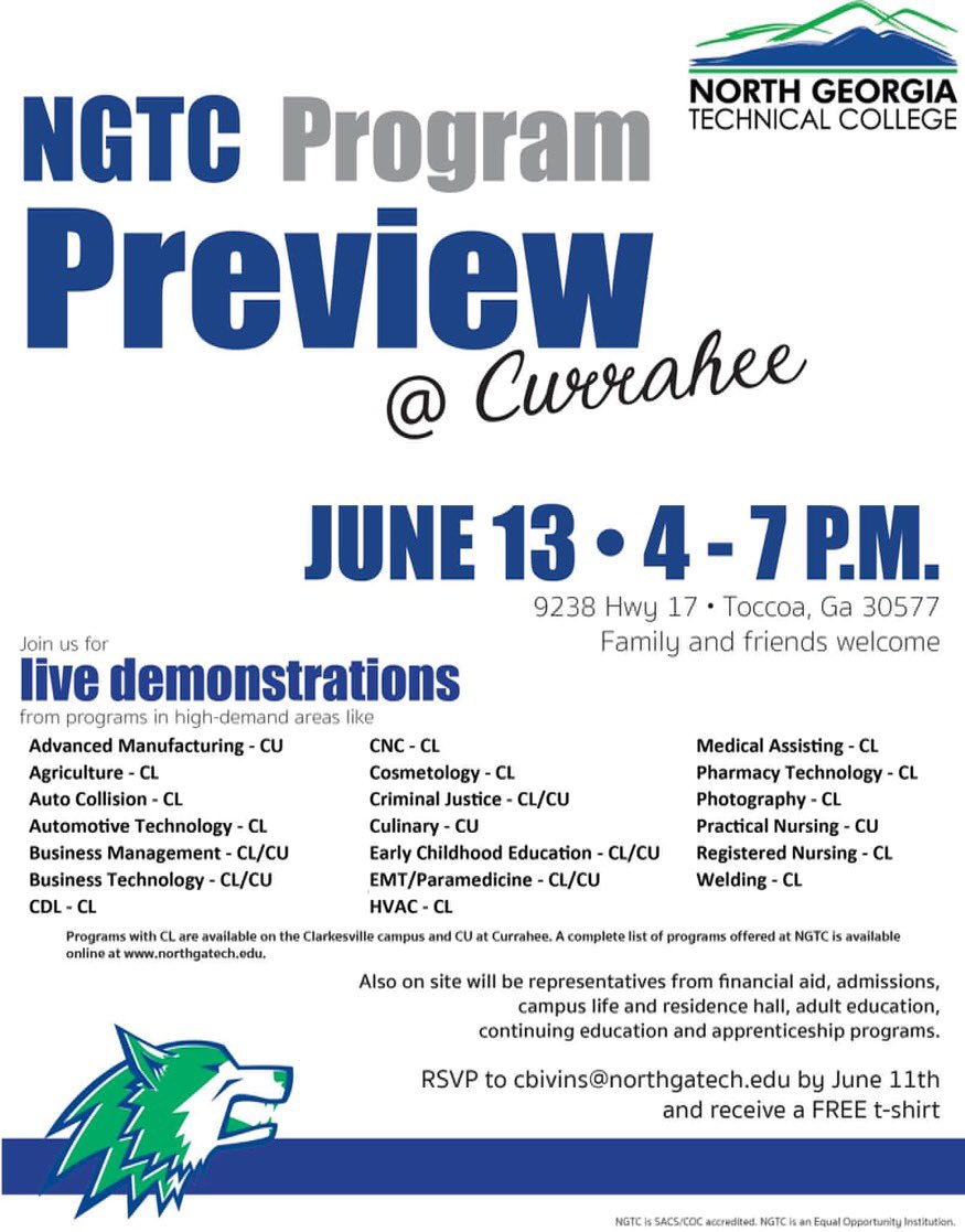 TraceyJCalvin's tweet image. ASK YOUR Questions!  NGTC Currahee Campus 9238 Hwy 17 Toccoa, GA 30577 #ngtc #programpreview #education #technical #careers #advisors