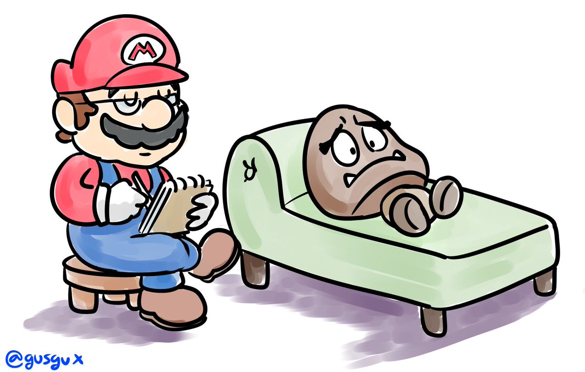 Gusgux's tweet photo. El Mario psicólogo ha visitado tu timeline. Dale RT para que te ayude a no sentirte aplastado por tus problemas 👀 https://t.co/5cT5I3otFR