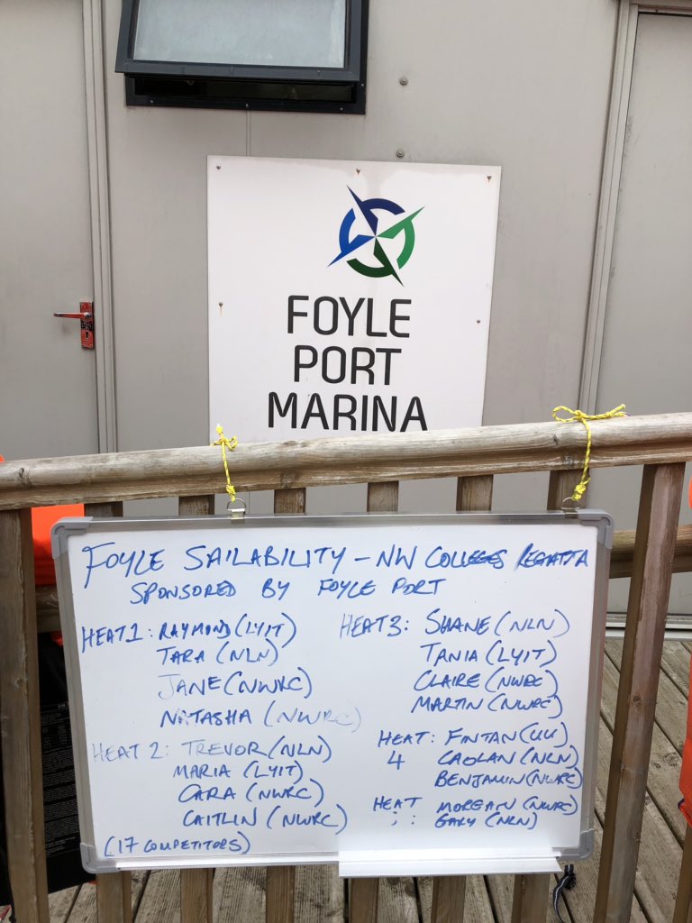 Competitor schedule for #NWCollegesRegatta 2019 <a href="/FoylePort/">Foyle Port</a> #inclusive #sailing #inclusivesailing
