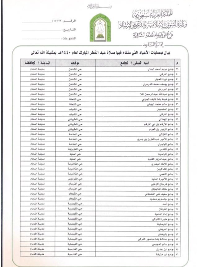 الدمام صلاه العيد موعد صلاة