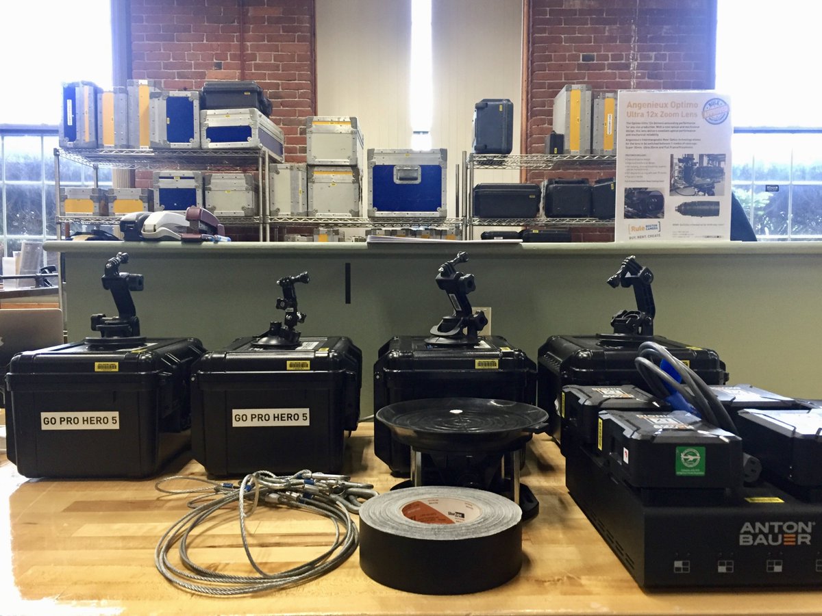 rulebostoncam's tweet photo. Prepped + RTG w/ multi @GoPro HERO5 Black Cameras w/ Motorsport Mounts, @KesslerCrane Lamprey Suction Mounts, Safety Chain, @Anton_Bauer Batteries + some Gaff Tape from Production Outfitters. #rbcgear #rulerentals #motiontools #actionshoot #bostonproduction #safetyfirst https://t.co/C3fbWqE2Q9