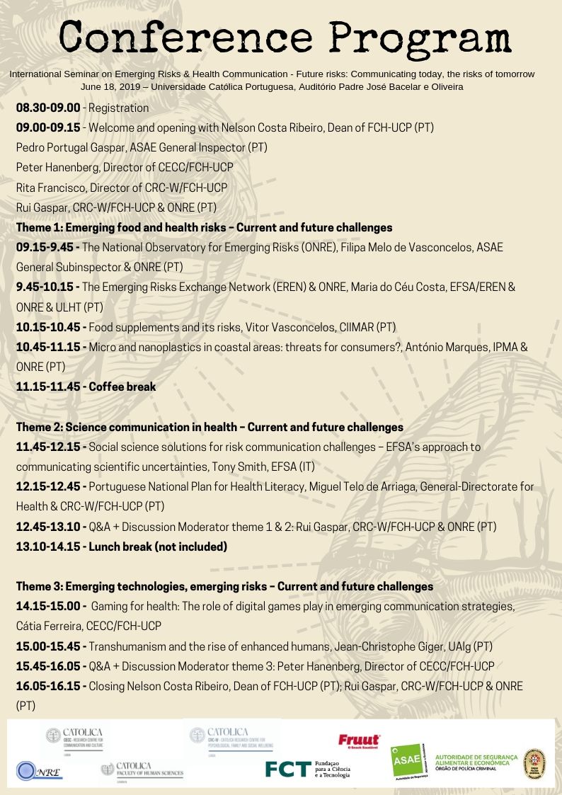 CECC_Catolica's tweet photo. The International Seminar on Emerging Risks & Health Communication aims to bring together national and international policy makers and researchers and will take place at FCH-UCP on June 18, at 9a.m.
#cecccatolica
#ceccevent
#ceccrasearch https://t.co/kEiyzvmIsP