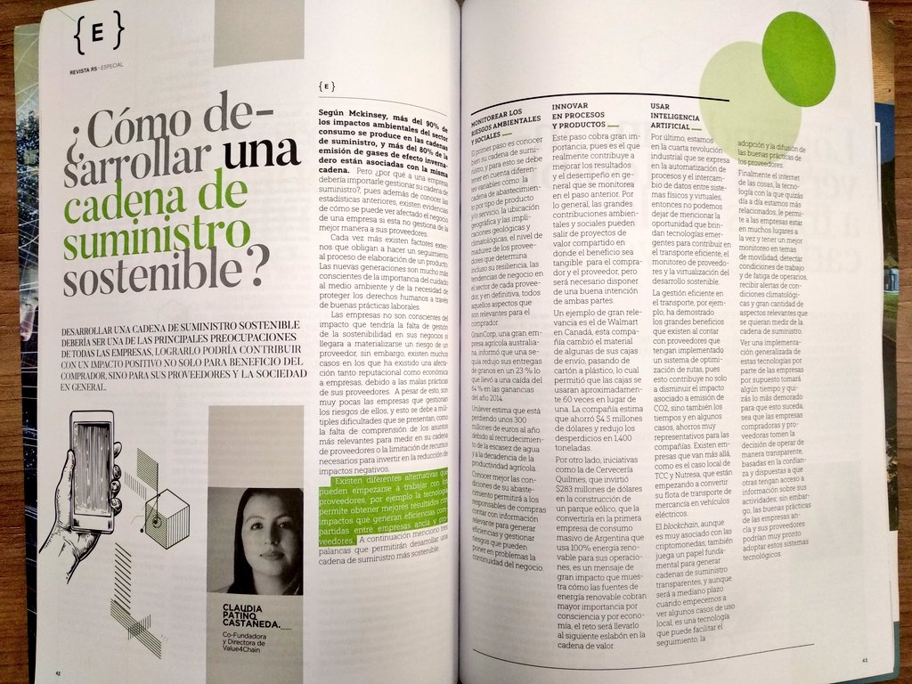Value4Chain's tweet image. En la Edición 88 de la Revista RS, "Especial: Cadenas de Suministro Competitivas y Sostenibles" de @RSCentro podrán encontrar el artículo "¿Cómo desarrollar una cadena de suministro sostenible?" de nuestra Directora, Claudia Patiño Castañeda @claudia_patino #CadenaSuministroGRI