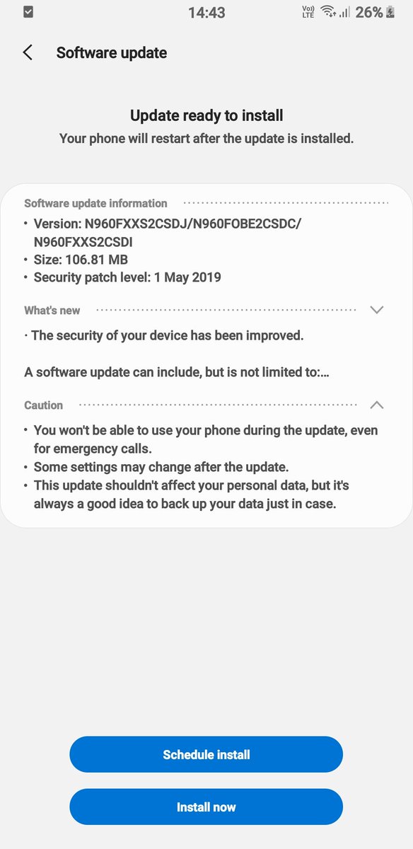 Now available on galaxy note 9 UK EE may 2019 patch @SamMobiles