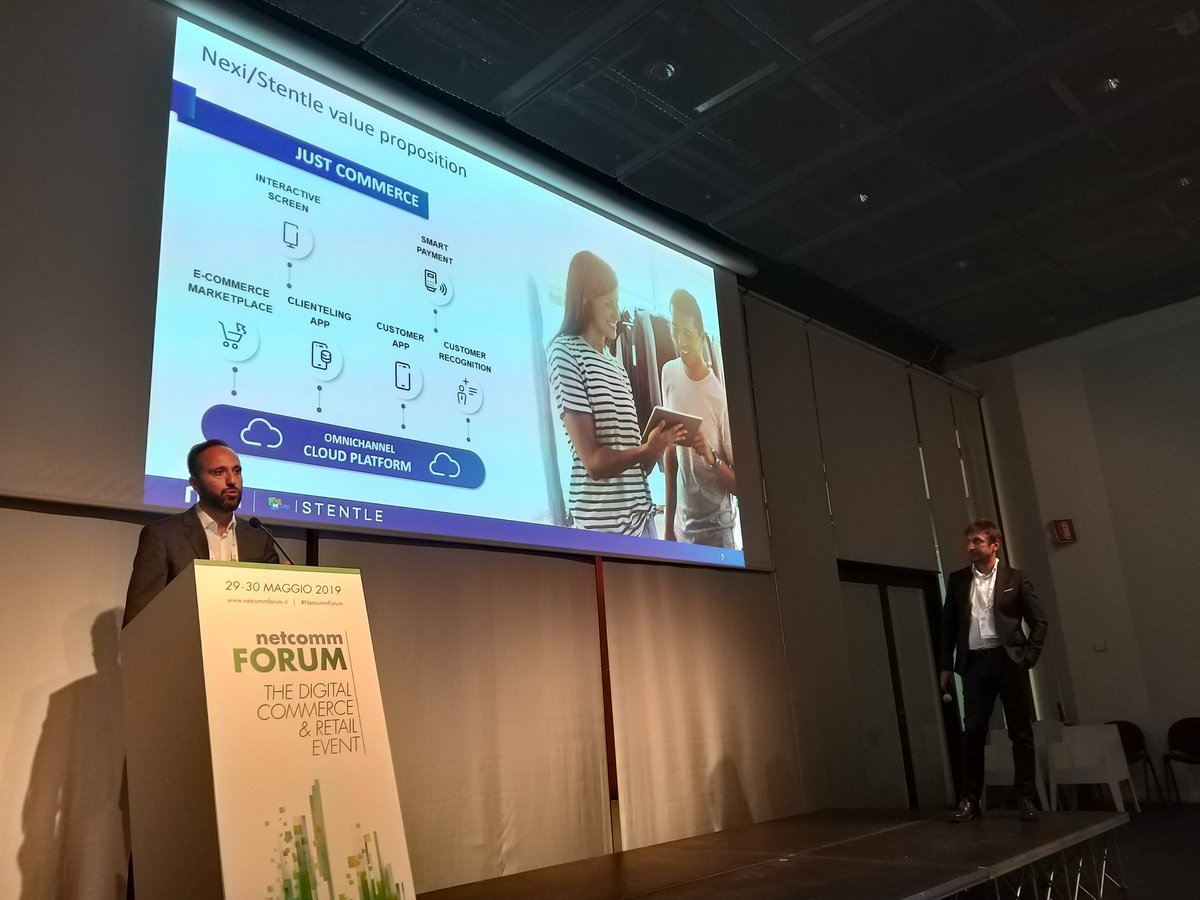 nexipayments's tweet photo. Alexio Cassani di @stentle_com: "Noi crediamo che il negozio non sparirà ma dovrà cambiare il ruolo: lo spazio di vendita, diventa anche spazio di esperienza. In questa direzione va il nostro lavoro con Nexi" #NetcommForum https://t.co/5eLbIkVwHK