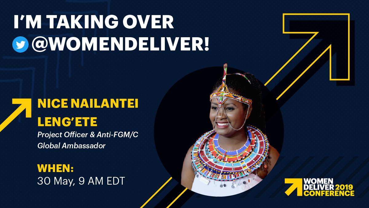 Our global Anti-FGM/C ambassador <a href="/NiceLengete/">Nice Nailantei Leng’ete</a> and <a href="/WomenDeliver/">Women Deliver</a> young leader will be taking over Twitter tomorrow | MAY 30 AT 9AM EDT | to highlight her work to #EndFGM and child marriage in her community in Kenya. #AmrefWD2019 
Don't Miss! 

<a href="/YouthDeliver/">Youth Deliver</a>  <a href="/youth4uhc/">The Youth4UHC Movement.</a>