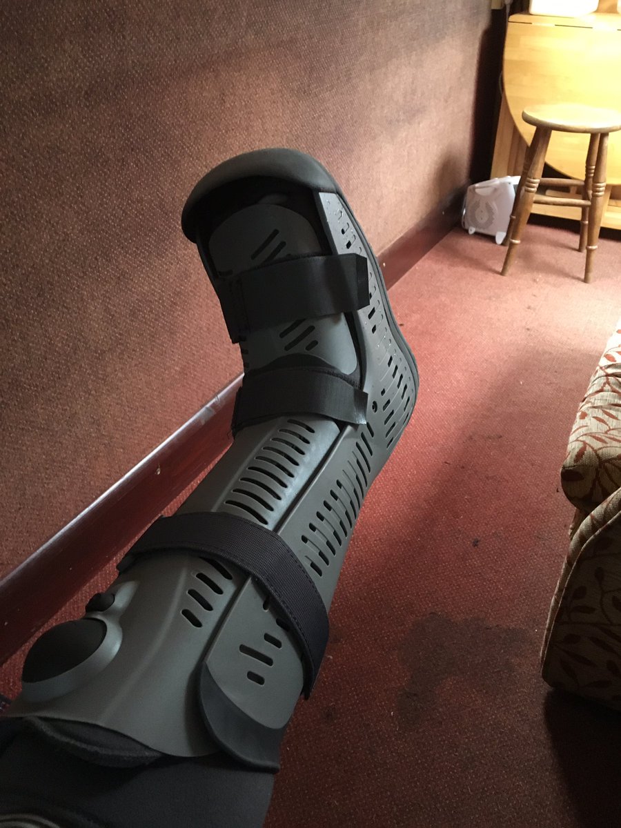 midgedancer's tweet photo. So, the ceilidh on the first night of the holiday had unintended consequences... Who needs an Achilles’ tendon anyway? #anyonewhowantstowalk #ordrive #butmoonbootiscool https://t.co/llw5Khc9aJ