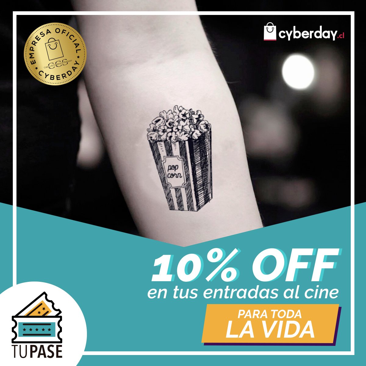 Instituto3IE's tweet photo. ¡Atención amantes del cine! @ClubTuPase está presente en el #CyberDay2019 con un 10% de descuento en tus entradas para toda la vida😱🎬 

#startup #3IE https://t.co/LN7IWiIz6O