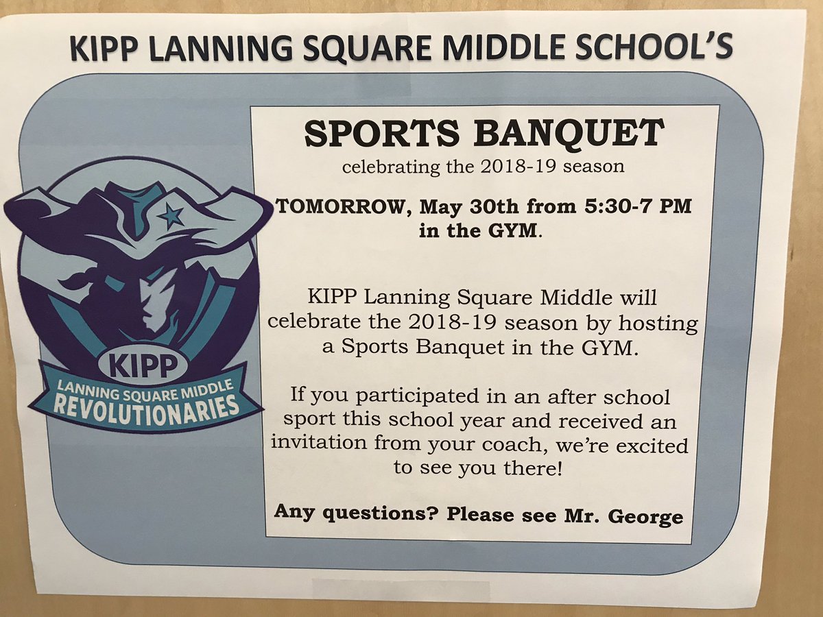 KIPPRevSays's tweet photo. Our annual @KIPPNJ_LSM sports banquet is tomorrow from 5:30-7PM. Can’t wait to celebrate our student athletes!!! @KIPPNJ https://t.co/7PhZEJj3RE