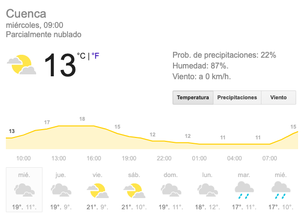 el_alerta's tweet photo. Iniciamos este miércoles mitad de semana, con la revisión del clima para hoy en #Cuenca. #AlertaCuenca https://t.co/tTxTTHjpe6
