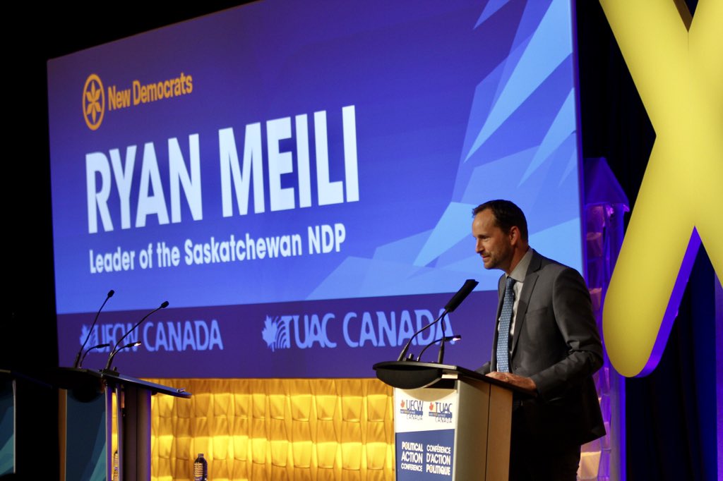 UFCWCanada's tweet photo. #UFCW Canada National President and proud Saskatchewan resident @PaulMeinemaUFCW introduces @Sask_NDP leader @ryanmeili at #UFCWPAC https://t.co/OCIM9ep8BG