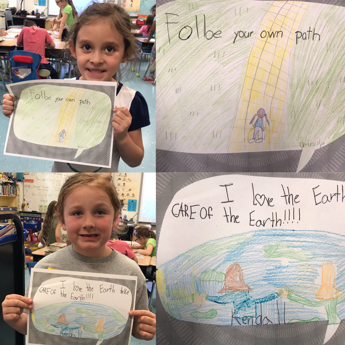 acronin16's tweet photo. The first graders at Tackan decided to Say Something!   Inspired by @peterhreynolds new book Say Something the students spoke from their heart.  @SCSD_TEL @Tinamang2 https://t.co/SmeM6VnDtt
