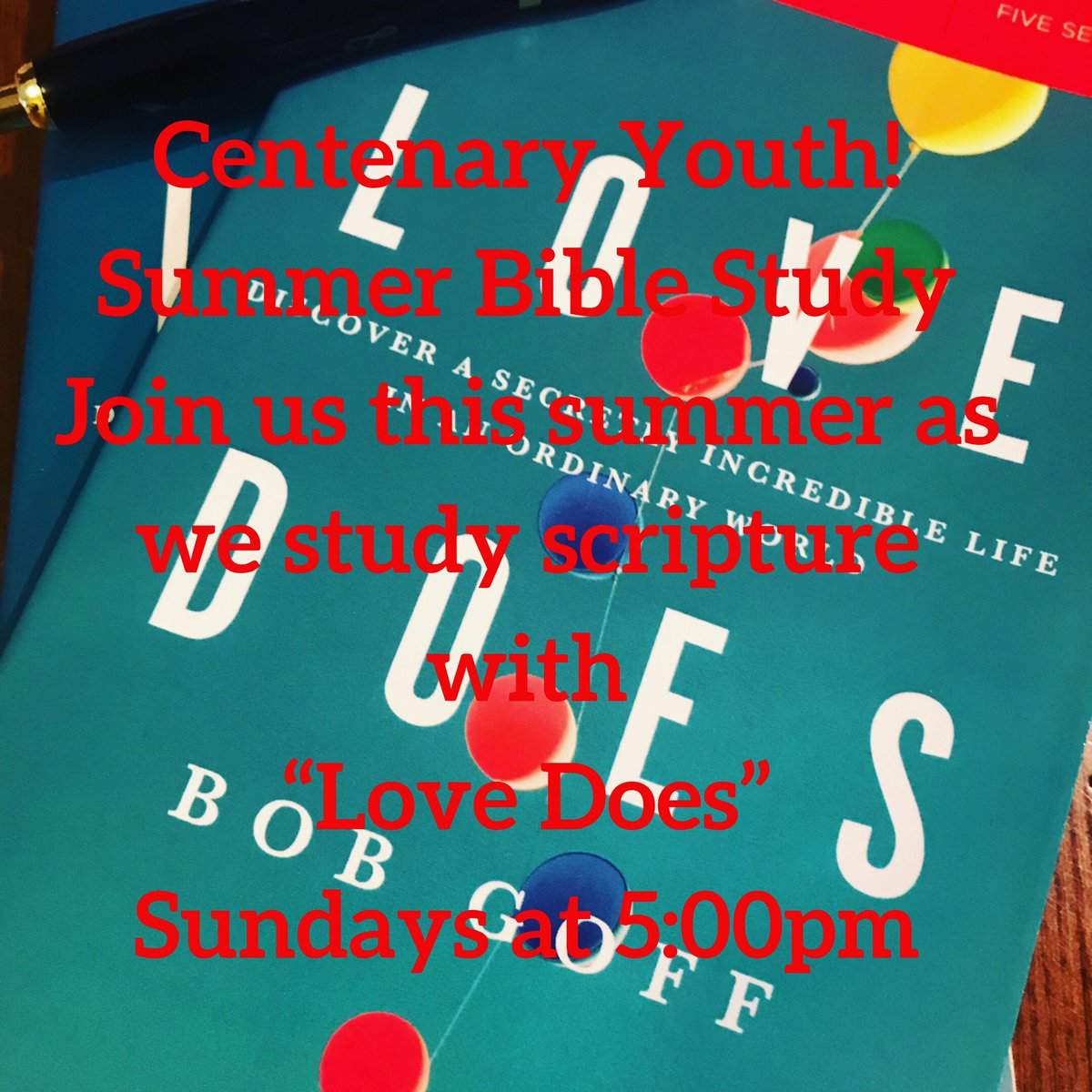 tmpollock71's tweet image. Centenary Youth!  We are so excited to start our summer Bible study THIS Sunday and continuing though out the summer months (watch your weekly announcements for details) Join us at 5pm at MidTown Cafe’.  Let’s learn why God’s Love is different, necessary, and life-giving. ❤️