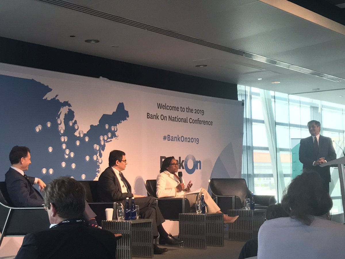 DomSwainMBA's tweet photo. Office of the Comptroller of the Currency’s Grovetta Gardineer emphasizing a better open book test for more immediate transparency on potential CRA credit. #BankOn2019 #FinancialInclusion https://t.co/MreaDYG2Gy
