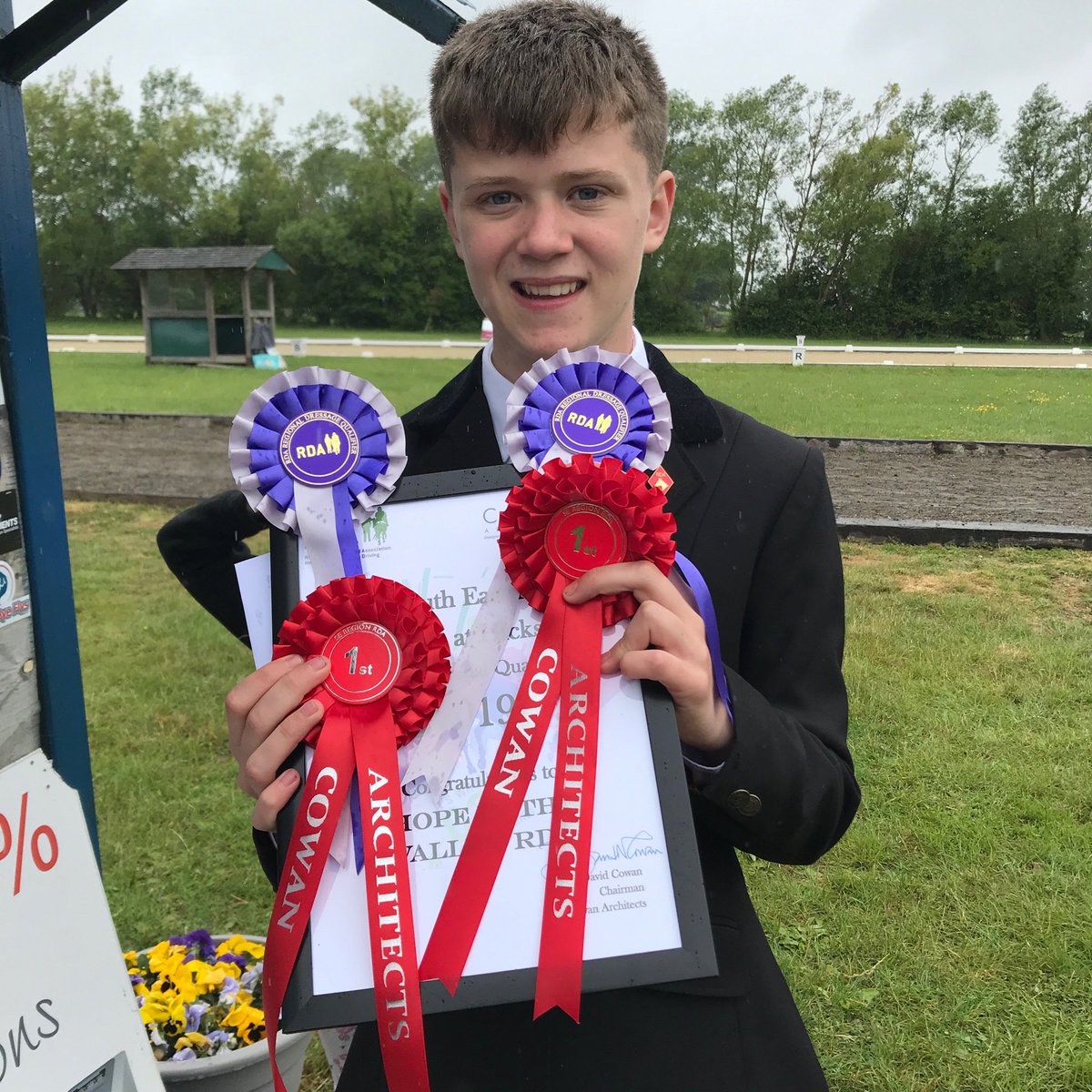 Congratulations to Will on two first places at the Regional Dressage Competition held today at Hickstead Showground. Will has qualified for the RDA National Competition in July at Hartpury College, Gloucestershire.
