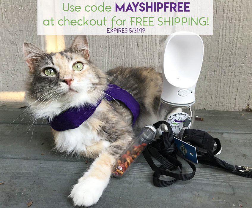 FREE SHIPPING in our online shop for #AdventureCats now through 5/31/19! Just enter code MAYSHIPFREE at checkout. Head on over to shop our Adventure Starter Kits today >>shop.kittycatchronicles.com<<
#adventurecat #catexplorer #pettravel #getthegear