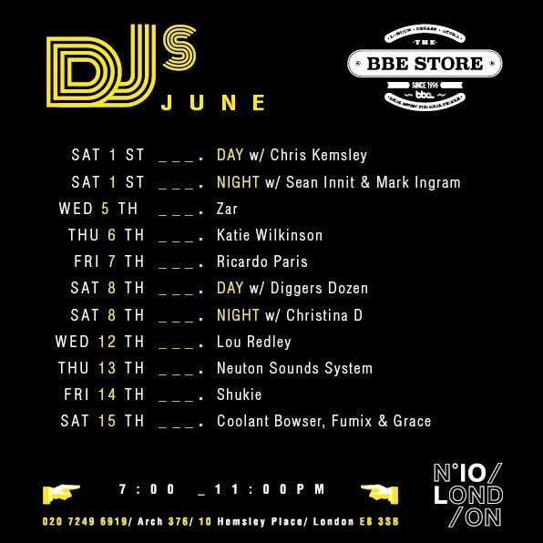 the_bbe_store's tweet photo. Dinner &amp; drinks 6-11pm &amp; DJs are @LondonDisco tonight, @sundayMusiq Thurs eve, Houseplants Friday, Christopher Kemsley Sat daytime for @LouieLouie_Ldn brunch &amp; @Seaninnit &amp; Mark Ingham Saturday night 🌚🌝 #bbe #bbemusic #bbestore #recordstore #vinyl #digging #hackney #london https://t.co/XqG5TbtIUS