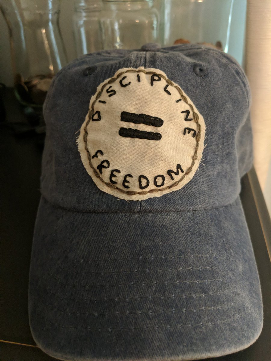 PRathge's tweet photo. @jockowillink surprise discipline = freedom hat made by my wife. https://t.co/BMVYXkpXHU
