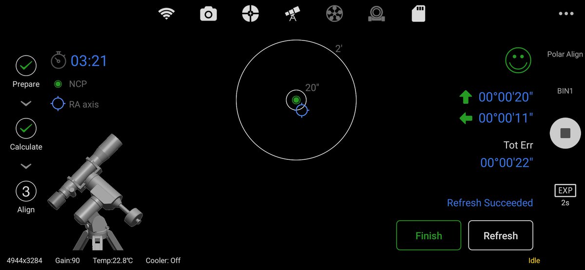 zwoastro's tweet image. 🌜🙃🌛#PolarAlign known as #PA in #ASIAIR is almost done! Just take a look at the testing result by one of our marketing mates.🥳(not the final UI, maybe a little adjustment more, how do you think about it?)