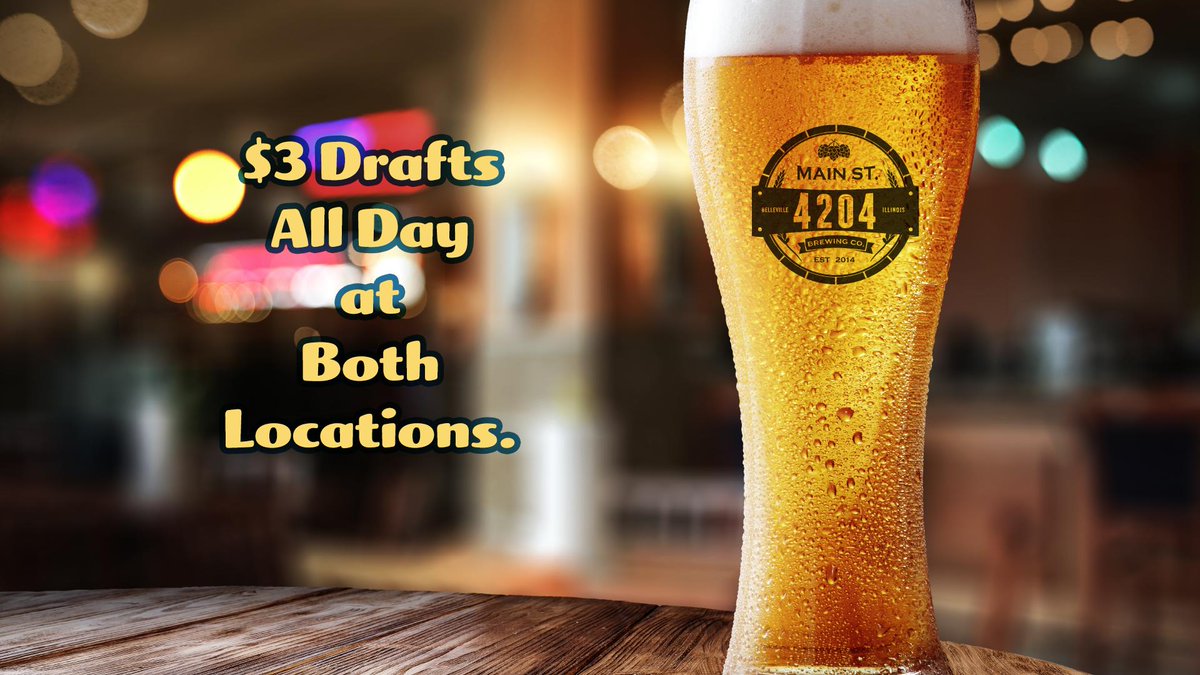 $3 Drafts All Day Wednesday at both locations.
This includes beers such as the Off Duty and the Pecan Brown Ale.
See you soon :)