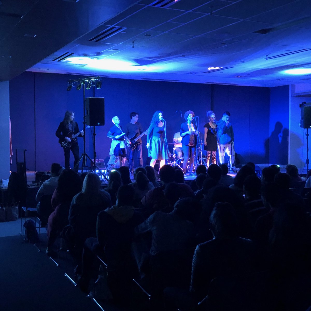 UFT's tweet photo. .@RoadRecovery band performs @UFT student conference. Organization helps at-risk teens battle addiction /adversities by working with entertainment industry to create live concerts &amp; studio recordings. #UFTMAP @UFTMS_Division @UFTTeamHS, Seafield Center, #RoadRecovery https://t.co/hB9ANW3jz5