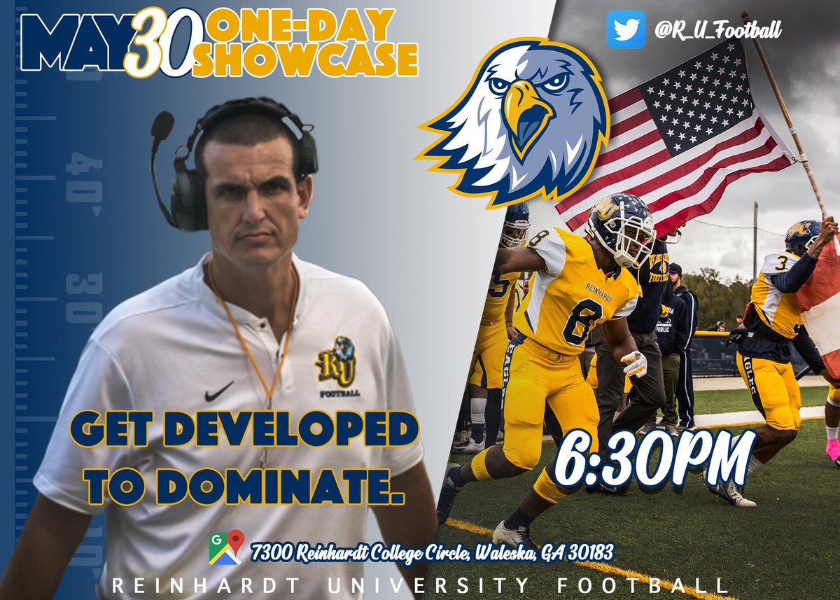 ReinhardtFB's tweet photo. Come out and see us tomorrow!! Great opportunity to show us what you got! Pre-registration will close at noon tomorrow.  WALK-UPS WELCOME.
Register at: https://t.co/qEcKkuVNgn

#22Teams1RU  #PAYthePRICE

@Coach_JMiller https://t.co/Yw9eoedRVY