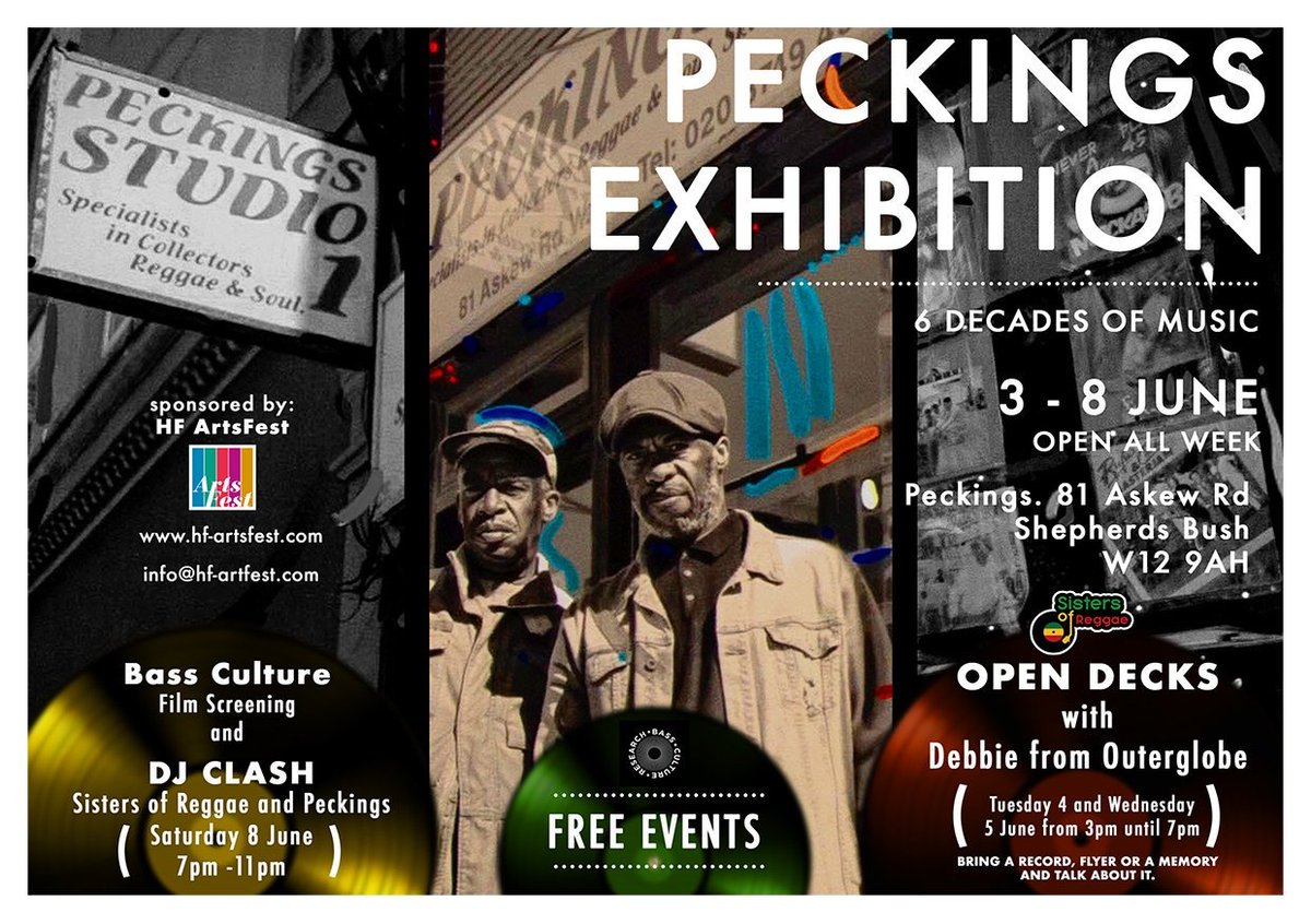 2nd #tweet re important events coming UP!! June 3-8th there's an #exhibition of 60 years of #reggae with .@BassCulturedUK .<a href="/peckingsSTUDIO1/">Peckings STUDIO 1</a> shop 81 #askewroad with .<a href="/hf_ArtsFest/">Hanmersmith & Fulham Arts Festival</a> Bring a record, poster memory, play #open decks on June 4 &amp; 5 between 3-7pm @ shop FREE .<a href="/Askewniverse/">Askewniverse</a>