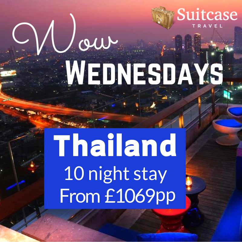 Wow Wednesday deal - Explore bustling Bangkok, Thailand for 10 days from £1069pp!

Rooftop views/pool plus 5 star beachfront views &amp; resort!

Email - Holidays@suitcasetravel.co.uk for more details! #wowwednesday #wheresyoursuitcase #suitcasetravel #traveltheworld #suitcaseinhand