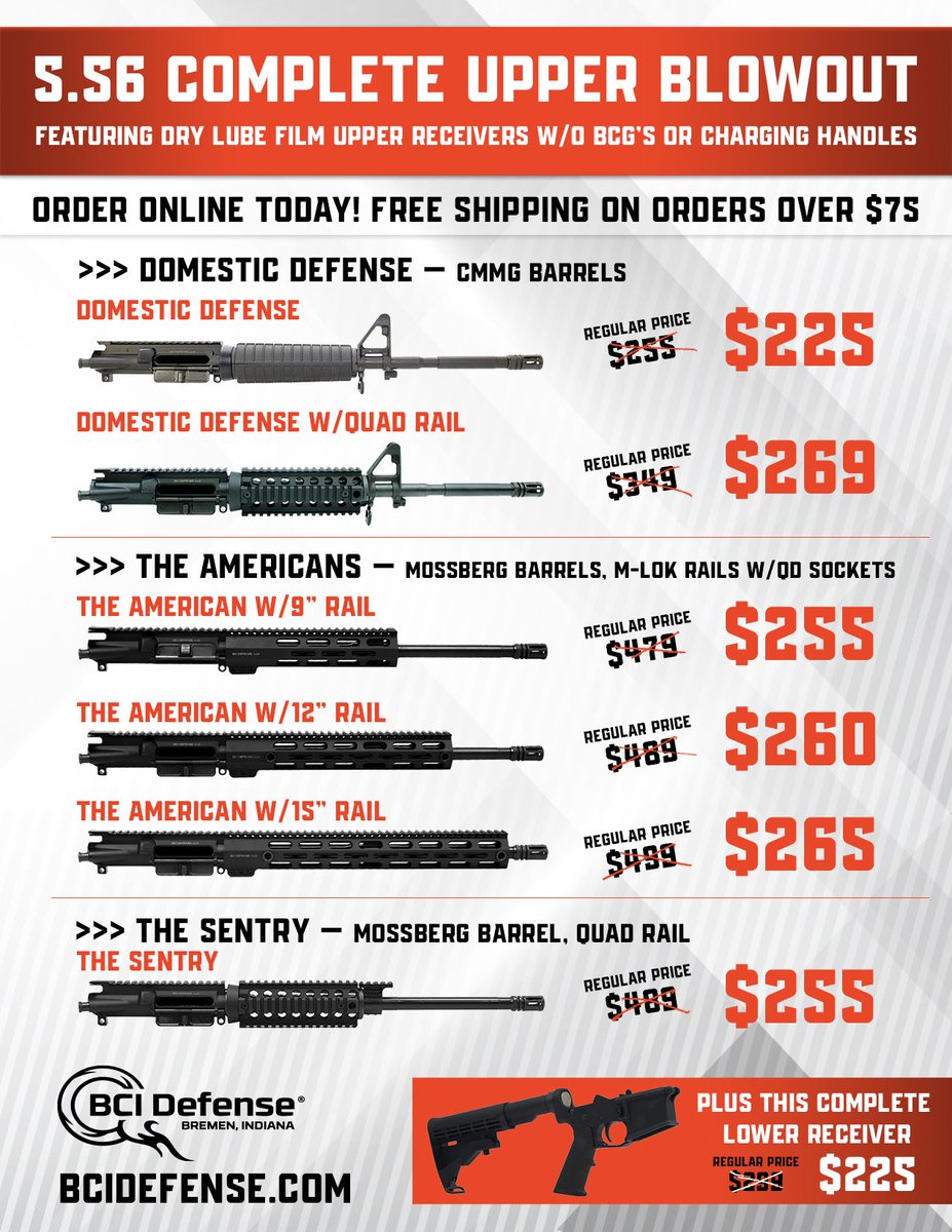 BCIDefense's tweet image. 5.56 Complete Upper Blowout Sale!  Order Online Today! #AR15 #CompleteUpper #2A #StatusQuoSucks #BuyNow #ShareTheWealth