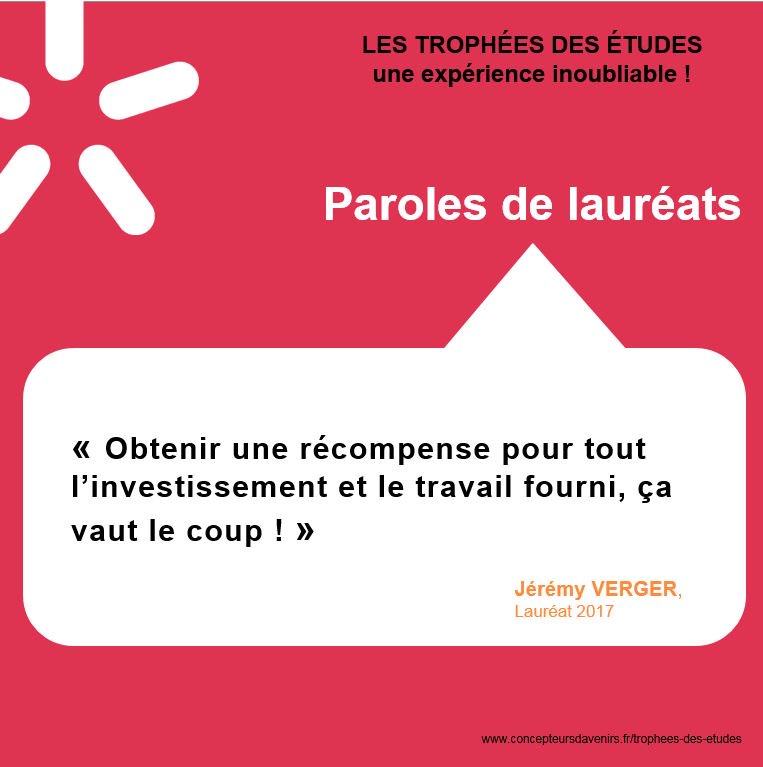TropheesEtudes's tweet photo. [CONCOURS] #TropheesEtudes2019 - Paroles de lauréats : Jérémy Verger a remporté le prix M2 Quanti en 2017 ! Et si c'était vous cette année ? Tout savoir sur les Trophées des Etudes >> https://t.co/EO9IL9RcfC https://t.co/1i1fJrJzot