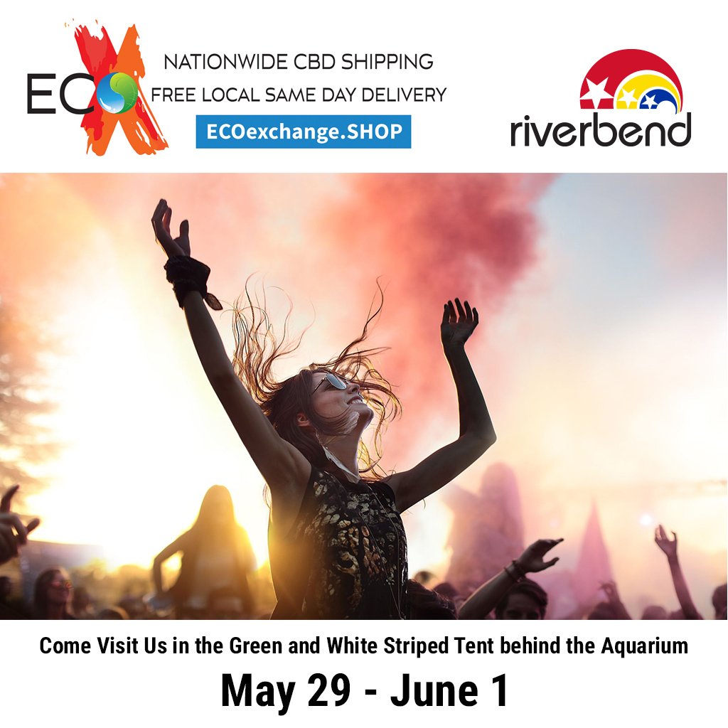 Attending Riverbend? Come visit us! Our green and white striped tent is located on Riverfront Parkway behind the aquarium. #riverbendfestival #riverbend2019 #CBDstore