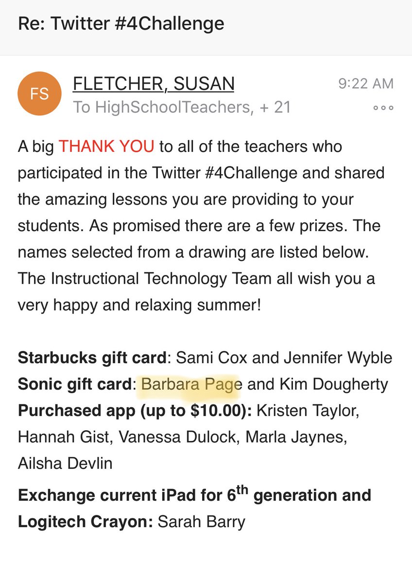 brpage12's tweet photo. Thank you to @MISDInTech for the prize on this last week of school. Proud to be with a district that promotes technology integration across disciplines. #thisismidway #thisiscce #ccepride #4challenge https://t.co/jQHdVA3j5E
