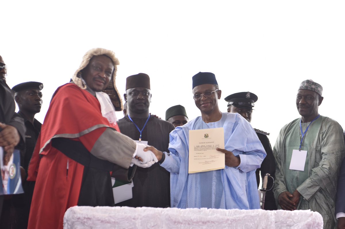 bash__ah's tweet image. Mr president and my two governors!!! #NextLevelConfirmed #PMB2ndTerm #NextLevelKaduna #LagosInauguration2019