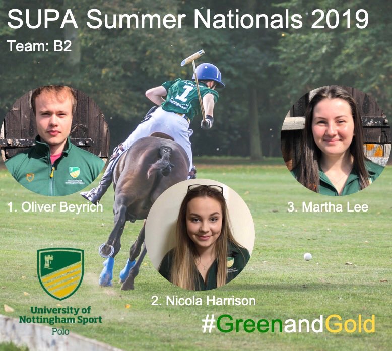 SUPA SUMMER NATIONALS 2019⁣ 💚💛⁣⁣
⁣⁣⁣
We are very excited to announce, that representing UoN Polo in the B2 division is...⁣⁣⁣
⁣⁣⁣
(1) Oliver Beyrich
(2) Nicola Harrison
(3) Martha Lee