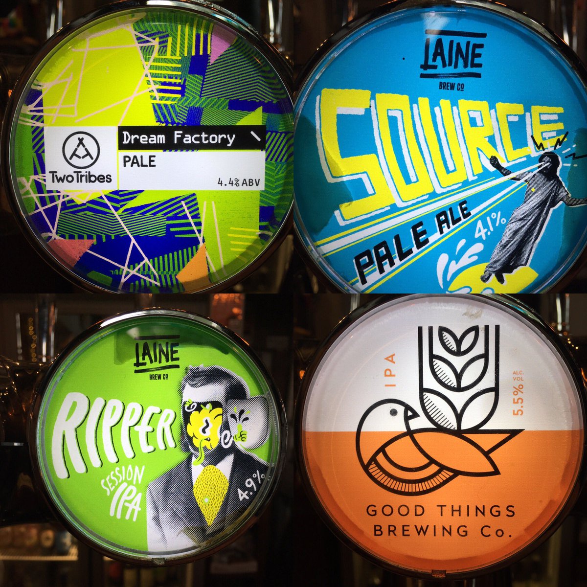 signalman_pub's tweet image. Beer line up! On the bar now @LaineBrewCo @TwoTribesBrew @goodthingsbrco cheers 🍻