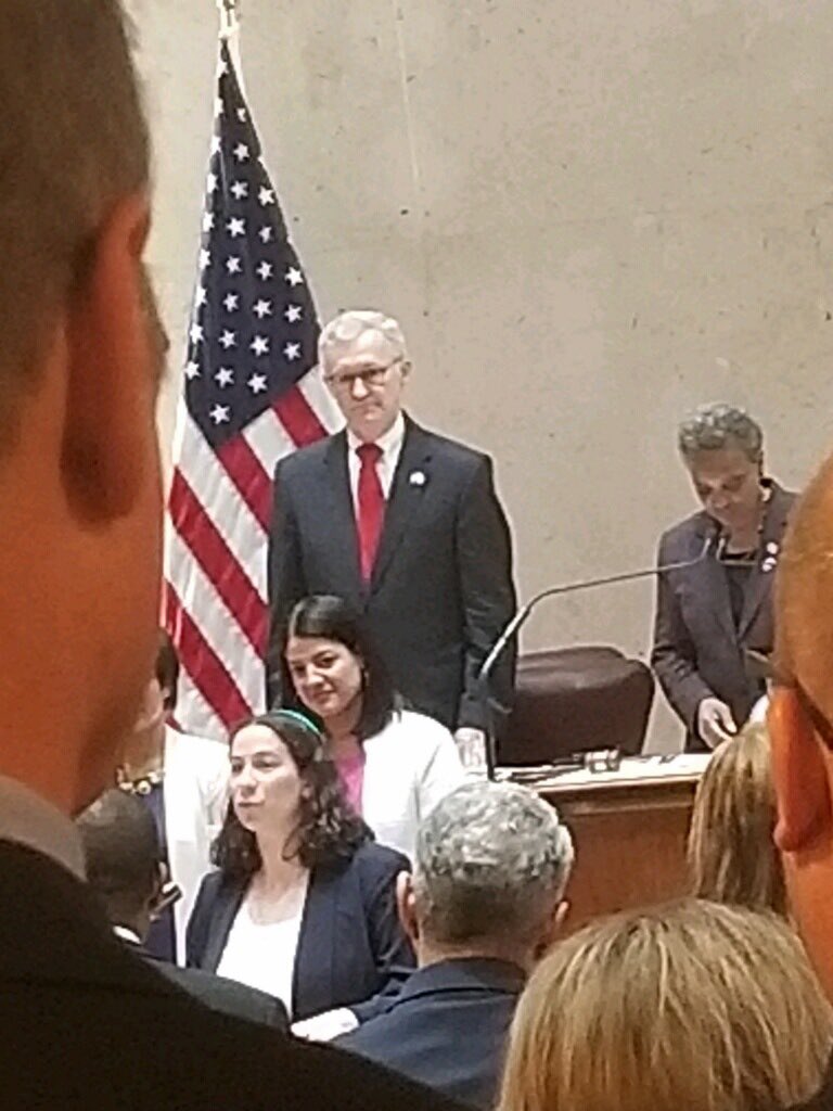 jcua_chicago's tweet photo. At the first city council meeting of the new administration, kicked off with a beautiful Shehechiyanu by Rabbi Megan. #letsdothis #GAPAnow #reformcpd https://t.co/kpeOBRGkMW