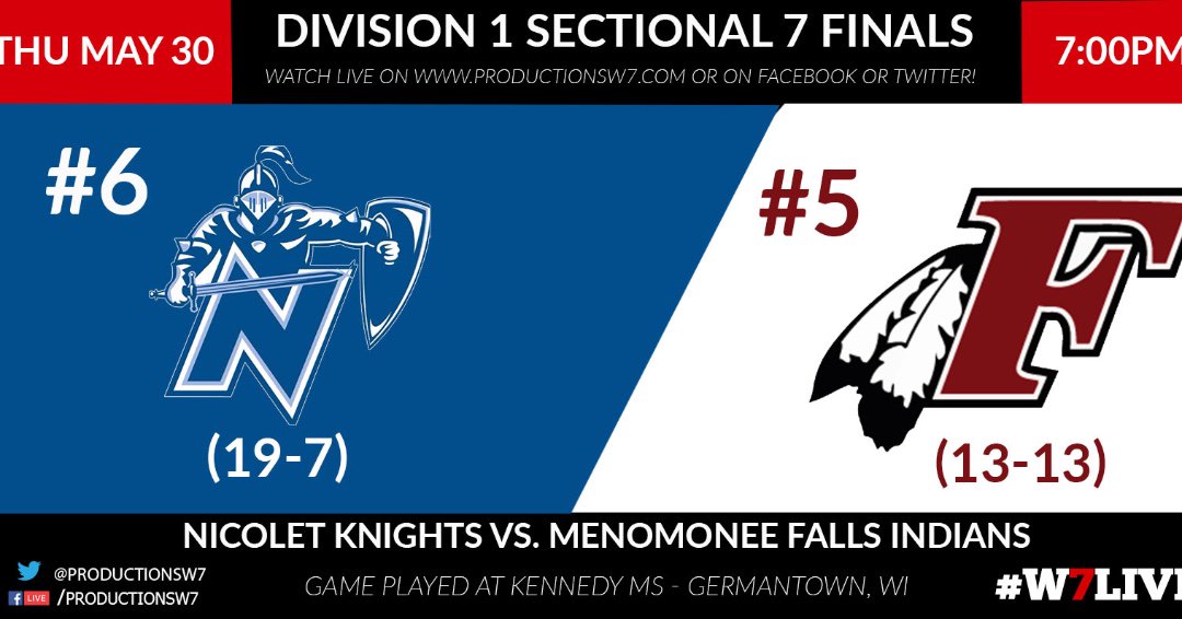 ProductionsW7's tweet image. We will be coming to you live tomorrow night from Germantown as #6 @NicoletKnights face #5 @mfhs_softball in a rematch from last year!  #SamePlace #SameChannel #W7LiVE.  As always, it's 100% live and 100% free.  Thank you to Nicolet for funding this game!!!