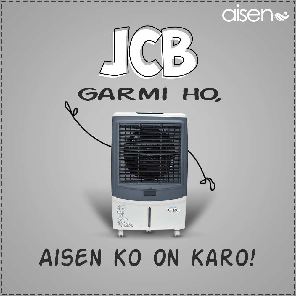 aisenIND's tweet photo. When Hot Weather calls for something COOL - Indeed it has to be Aisen AirCooler! #JCBMeme https://t.co/ASueun7ob0