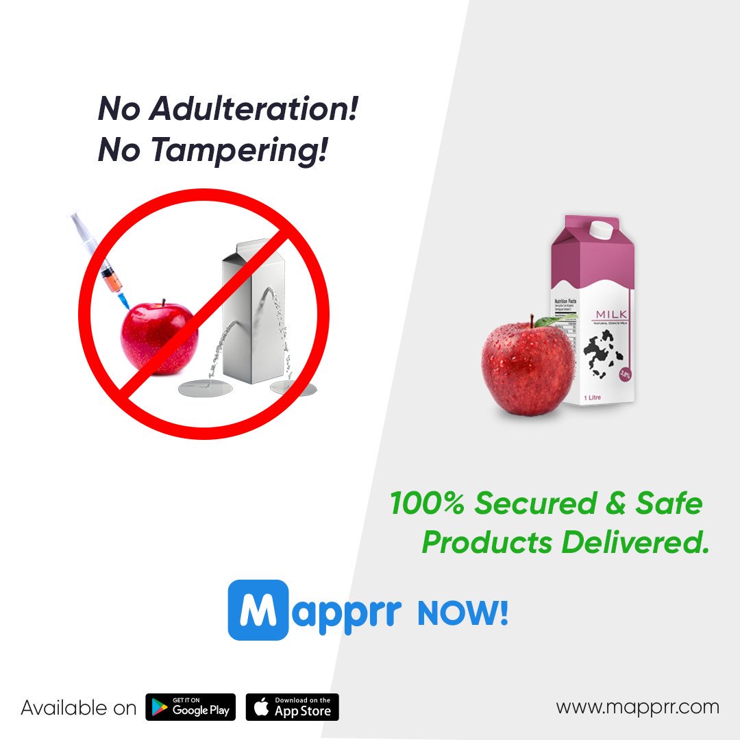 mapprr's tweet photo. Next time you hear someone say tampering, adulterated it’s not not MAPPRR.

#mapprrapp #MAPPRR #ProductDelivery #Hyperlocal #Happiness #NearMe #Grocery #Medicines #PetSupplies #Electronics #HealthSupplements #60minsdelivery #happy #success #happiness #notampering #adultrated https://t.co/cekuwddqgH