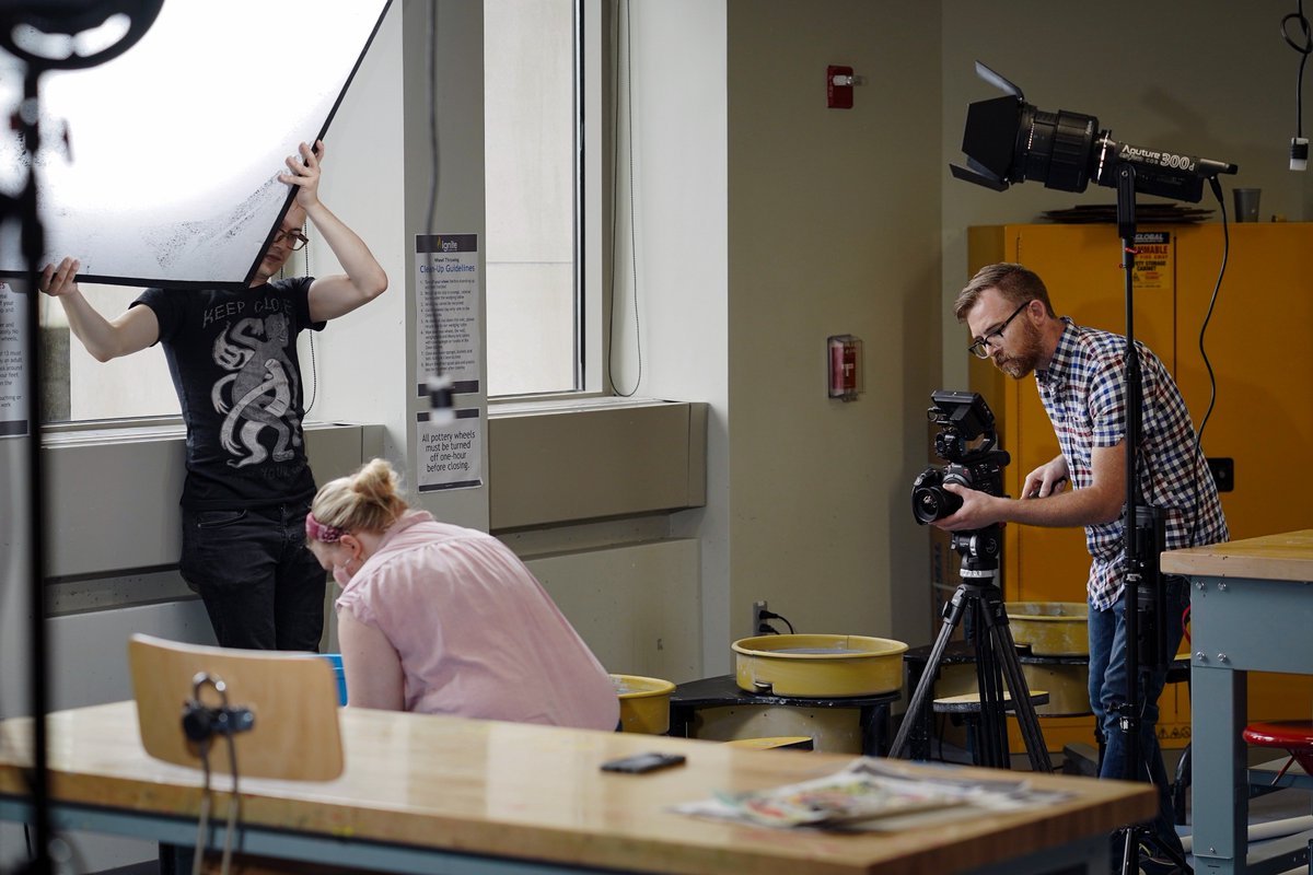 Behind the scenes from today's shoot at the Ignite Studio at <a href="/HamiltonEastPL/">Hamilton East Public Library</a>! #videoproduction #canon