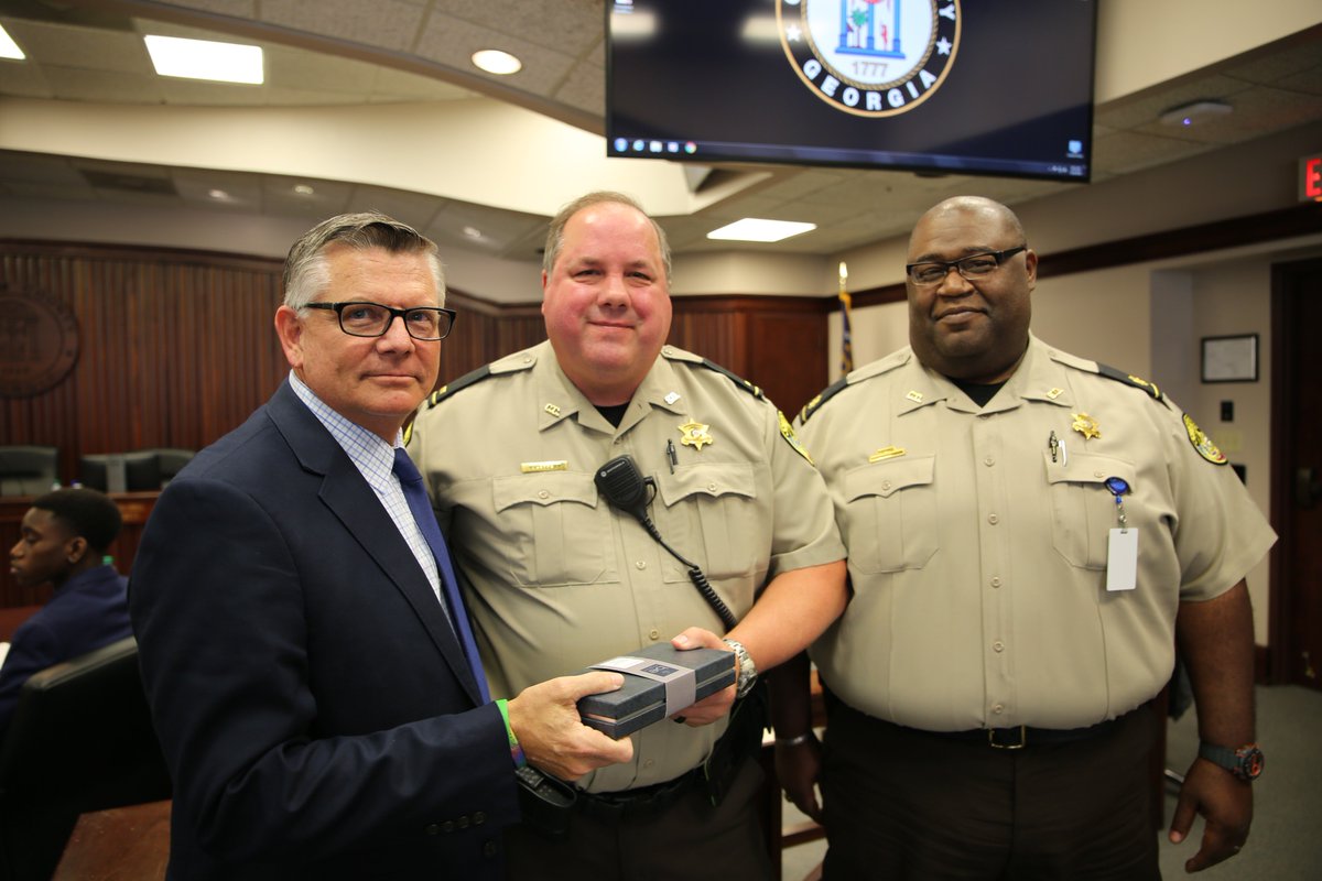 The commission honored 6 individuals for their service: Major Lawrence D. Wright - 35 years, Lieutenant Trey Leggett, III - 25 years, Sergeant Brian K. Underwood - 15 years, Deputy Odell Thomas - 10 years, Deputy Nicole J. Meyers-Dixon - 5 years, Deputy Diane P. Hooer - 25 years
