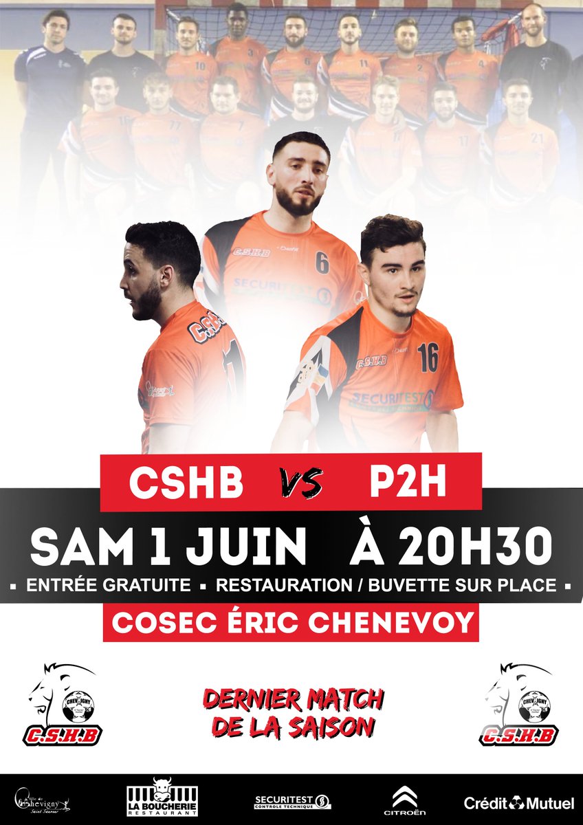 cshb21's tweet photo. National 3 masculin, dernier match de la saison, Le CSHB reçoit P2H à 20h30 au Cosec https://t.co/LJiuka31Jj
