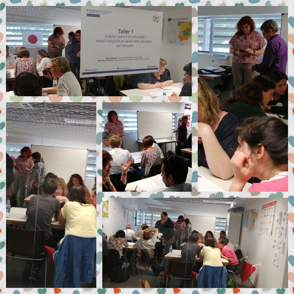 bibminasab's tweet photo. Al taller de: “Cultura i Salut a la Comunitat: treball compartit en Xarxa amb una #TaulaDelBenestar”.  a la 3a Jornada de #SalutComunitària @apicsbcn amb el lema: #FemXarxaFemSalut  #CAPMina  @AjSantAdria @CulturaSAB @bibliotequesXBM @montseespuga @JuantxoMendive https://t.co/6REfA4FIfO