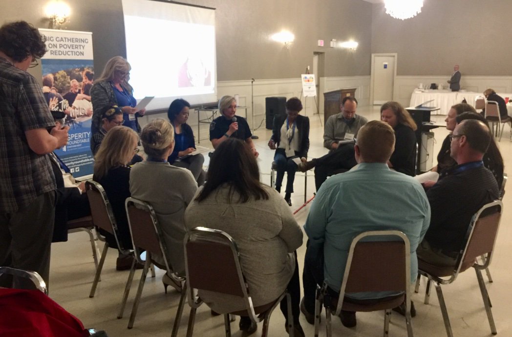 Fishbowl debrief at #BigGatheringCK
Talking stigma, #addiction food  insecurity, transportation, ODSP limitations, #mentalhealth affordable housing, and so much more. @PRoundtableCK
