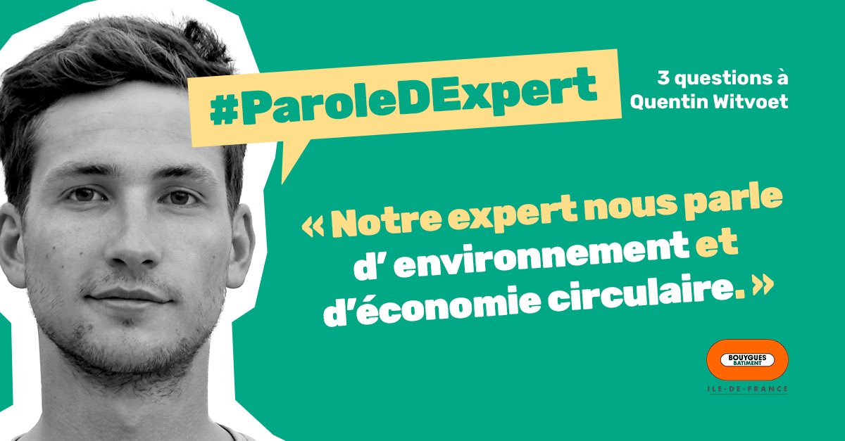 Bouygues_BatIDF's tweet photo. [#ParoleDExpert] A l’occasion de la #SEDD, notre expert Quentin Witvoet nous en dit plus sur le #DéveloppementDurable, la #RSE, et l’#EconomieCirculaire ! https://t.co/1DFV3md0EG https://t.co/RuP9oaeAju