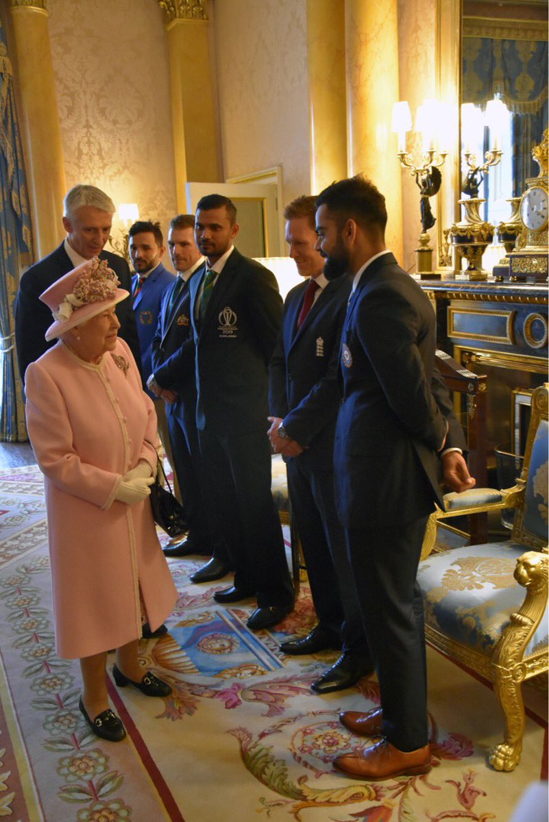 BcciOfficial's tweet photo. RT RoyalFamily: Captains including Eoin16 and imVkohli met Her Majesty and His Royal Highness before joining a Garden Party at Buckingham Palace. https://t.co/Bip6ukYqbo