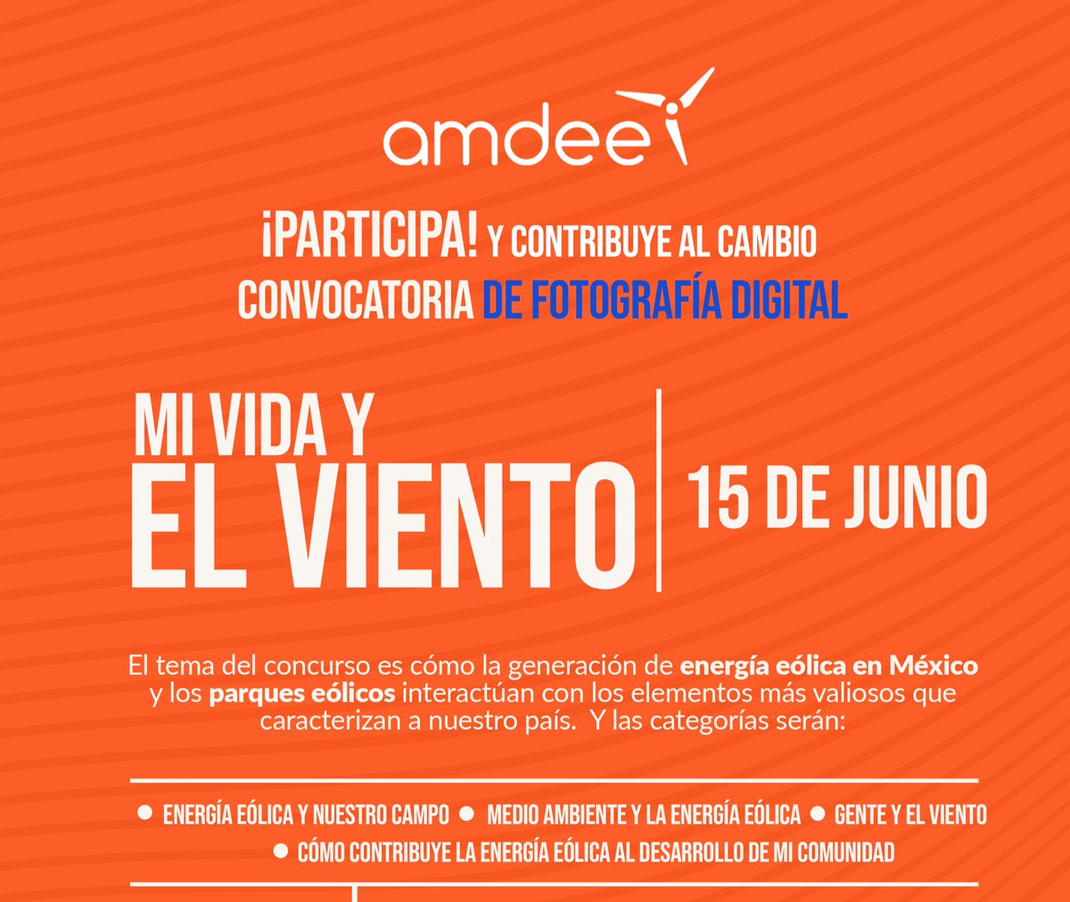 AMDEEMX's tweet photo. ¡Súmate a la causa!👍 ¡Juntos por el Medio Ambiente! ☘️
¡Comparte y expresa lo que significa el viento en tu vida! 🌪
Consulta las bases aquí >> https://t.co/nRbixKZkai
#MiVidayelViento #AMDEE #fotografía https://t.co/Cqbi1h4pv1